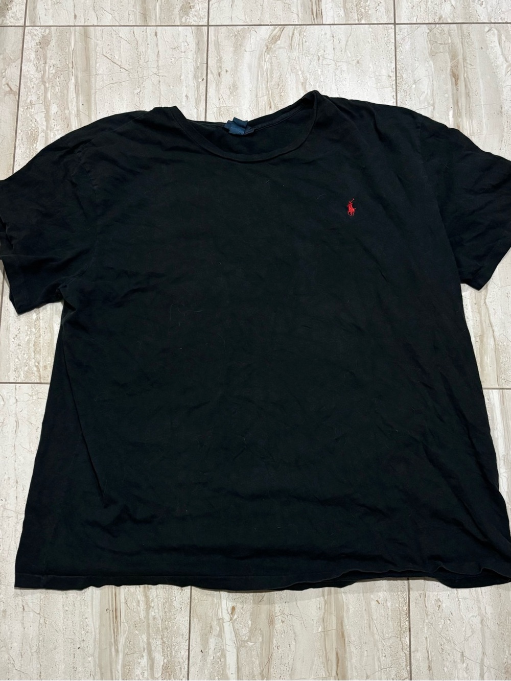 Vintage Polo Ralph Lauren Black Tee with Red Embroidered Logo